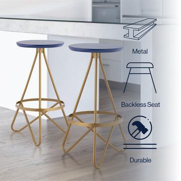 Spiroa 30" Modern Industrial Metal Backless Circular Bar Stool - JONATHAN Y